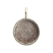 1 Antiqued Silver Plated Pewter Small Circle Bezel Pendant