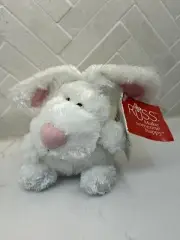 NWT White Russ Luvvies Liz Bunny Rabbit Mini 5" Bean Plush Stuffed Toy Pink Ears