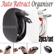 2x Cable Manager Earphone Wire Winder Portable Case Cord Tangle Free Organizer