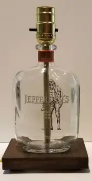 Jefferson's Kentucky Bourbon Liquor Bar Bottle TABLE LAMP Lounge Light Wood Base
