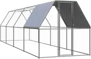 Spacious 2x8x2 m Galvanised Steel Outdoor Chicken Cage with Water-Resistant Roof - Includes Secure Door, Ideal for Poultry or Small Animals - Durable, Stable, and Outdoor Ready