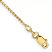 14K Yellow Gold 1.2mm D/C Beaded Chain Anklet Gift for Mother
