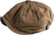 [Dickly] Retro British Style Men Newsboy Hat, Caps, Soft 8 Panels Headwear Visor Octagonal Flat Hat for Outdoor Summer Vacation Fall