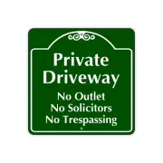 Private Driveway No Outlet No Solicitors Notice Aluminum Metal Tin Sign 12"x12"