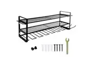 Power Tool Organizer Wall Mount 7 Drill Holder 3 Layer Heavy Duty Metal for Drill Plier Hammer Rack Suitable for Workshop Garage