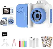Kids Camera Instant Print, Christmas Birthday Gifts Toys for Girls Boys Age 4 5 6 7 8 9 10 11 12 Years Old,1080P HD Dual-Lens Selfie Digital Camera with 5 Rolls Print Paper Stickers Pens & 32G Card