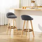 Artiss 2x Kitchen Bar Stools Wooden Stool Chairs Swivel Barstools Fabric Grey
