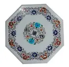 18" Marble Side End Table Top Semi Precious Stone Inlay Work Home & Garden