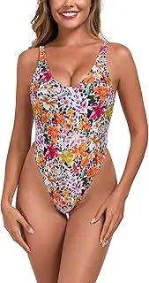 [RELLECIGA] Women's Monokini One-Piece String Thong Bikini High Cut Swimsuit