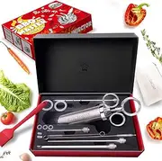 Stainless Steel Meat Injector Kit, Syringe Seasoning Marinade Needles, Including Silicone Brush