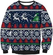 [Dawwoti] Christmas 3D Print Crewneck Sweatshirt, Unisex Xmas Shirt Basic Pullover Sweater for Christmas Wearing Xmas Gift