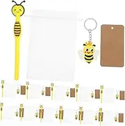 NOLITOY 12 Sets Little Bee Neutral Pen Bee Key Chain Party Keychains Bee Accessories for Honey Bee Charms Notebook Keychain Summer Party Favor Supply Cute Bees Pens Bee Paper