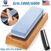 Kitchen Knife Sharpening Stone Dual Water Whetstone Kit 1000/6000 Grit Sharpener