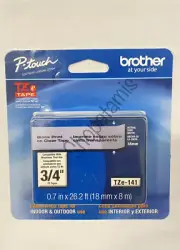 Genuine Brother P-Touch Label Maker Tape 3/4” (18mm) X 26.2” Black On Clear New