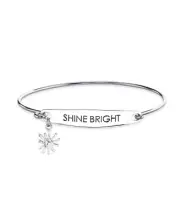 Silver Plated "Shine Bright" Star Charm Catch Bangle Bracelet #152
