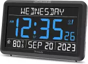 Dreamsky Digital Clock with Date and Day of Week - Large Calendar Clock for Seni