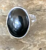 Black Onyx Native American Navajo Sterling Silver Ring Size 7 11619