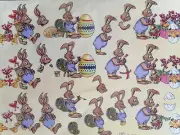 A4 DECOUPAGE / PAPER TOLE Sheets - Mireille E 8-86 Rabbits painting Easter Eggs
