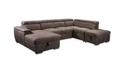 Kowloon Fabric Corner Modular Pull-Out Sofa Bed Lounge With Left Hand Facing Chaise And Right Hand Facing Ottoman Storage With Metal Legs Solid Wood Frame