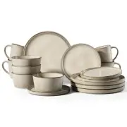 Dinnerware Sets, 16-Piece Stoneware Dinner Plates and Bowls for 4, Reactive G...