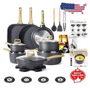 Stylish Non-Toxic 21-Piece Induction Cookware Set - Effortless Cleaning
