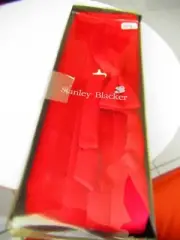 Stanley Blacker Men’s Black Tie Cummerbund & Bow Tie Boxed Set Red Silk MCM NEW