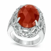 Oval Carnelian Ring in Sterling Silver - Size 7