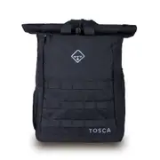 Tosca Roll Top Backpack Rucksack Outdoor Travel Bag Adjustable Strap Black
