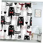 Black White Cats Bathroom Curtains Home 72"W x 72"L (Pack of 1) Curtain-b127