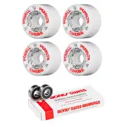 Powell Peralta G-Bones Skateboard Wheels White 64mm with Bones Swiss Bearings