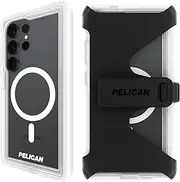 Pelican Voyager Samsung Galaxy S25 Ultra Case [Magnetic and Wireless Charging] Case w/ 18ft MIL-STD Drop Protection - Heavy Duty Cover w/Belt Clip Holster for Samsung Galaxy S25 Ultra 6.9" - Clear
