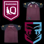 QLD Maroons State of Origin NRL Mens Black Team Polo Shirt RUGBY LEAGUE LARGE
