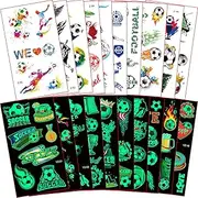 Children's Tattoos Football, 20 Sheets Football Tattoos Boys, Glow in the Dark Children's Tattoos, Football Sticker Tattoo, Temporary Tattoos for Children's Birthday Party Bag Filler