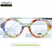 MIASTO RETRO ROUND "APFEL" BIG CIRCLE READING GLASSES+1.25 ORANGE GREEN OVERSIZE