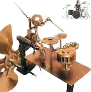Handmade Metal Drummer Windmill, Percussionist Music Figurines and Statues, Rockin Art Figurine, Wind-Powered Kinetic Sculpture, Wind Mill for Yard and Garden (1)