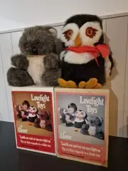 Vintage Lovelight Toy Plush Owl Koala Toys Light Up Working & Boxed Clover Toys