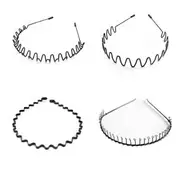 Beakey 4 Pack Hair Band Metal Wavy Headband for Washing Face Sports-C