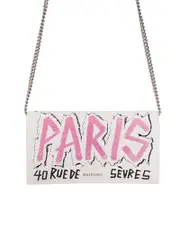 Balenciaga Graffiti Paris White & Pink Leather Chain Wallet