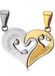 @ Stainless Steel Couple Heart Necklace I love you For Unixes