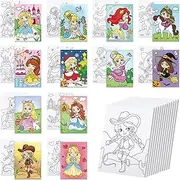 Anseal 12 Packs Princess Pre Drawn Canvas to Paint, 5" X 7" Pre Printed Canvas for Kids, Pre Stretched Canvas Outline Painting Boards for Beginners, Students, Party Favor