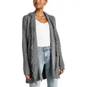 Splendid Womens Cora Fringe Ribbed Knit Cardigan Sweater Top BHFO 5557