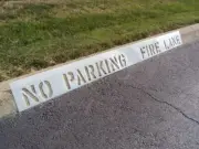 4" NO PARKING FIRE LANE Curb Stencil (1) Piece. Curb Cut NOT Centered 1/16" LDPE