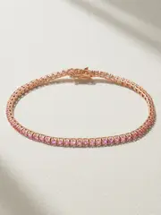 [Roxanne First] Roxanne First - 14-karat Rose Gold Sapphire Tennis Bracelet - Pink - 16.5 16.5 Pink