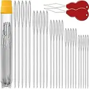 Premium Large Eye, Large Gauge Needles for Hand Sewing - Assorted Sizes, Including Embroidery - 25/50 PCs with 2 Threaders