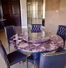 24"Crystal Healing Amethyst Stone Round Coffee Table Home & Garden Furniture Dec