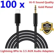 Lot 1000 x 1M/3.3FT 8Pin to 3.5mm Male AUX Audio Adapters Cables For Car iPhone