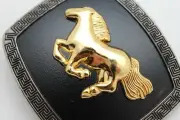 Men Casual FashionWestern Belt Buckle Silver Metal Square Gold Rodeo Horse Black