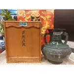 大瑞古玩~委託品~老日本青銅花器 夔龍浮雕 青銅 龍耳瓶 花瓶 工藝品/品項完整美品 桐箱附/值得收藏/藝術品擺件