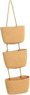 PENIKOKO 3-tier Wall Hanging Basket Felt Storage Basket for Laundry Hanging Organizer Woven Space-saving Sturdy Cotton Rope Minimalist Style