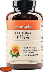 NatureWise Elite CLA 1300 Maximum Potency | 95% CLA Safflower Oil Health Supplements | Natural Fat Burner Improve Body Composition | Non-Stimulating Formula & Gluten Free [1 Month Supply - 90 Count]